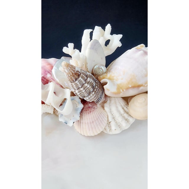 Handcrafted Oyster Shell Tray With Vintage Seashell Composition & Biwa Pearls — Coastal Sculptural Object For Sale In New York - Image 6 of 14
