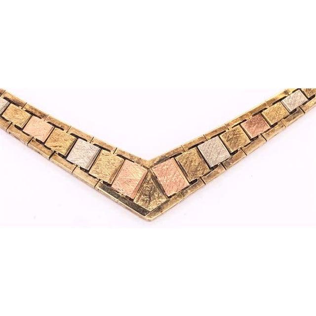 14 Karat Italian Three-Tone Gold Fancy Link Bracelet For Sale - Image 9 of 10