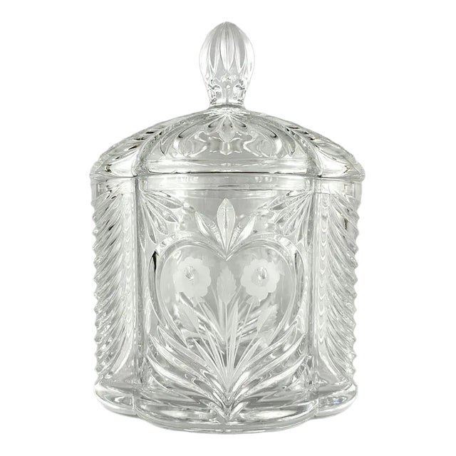 Vintage Crystal Biscuits Storage Container with Lid For Sale