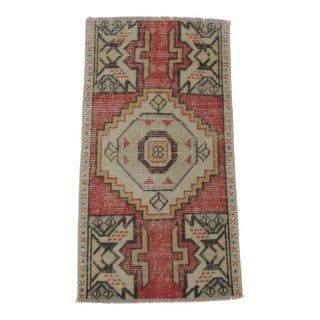 Vintage Worn Turkish Mini Rug For Sale