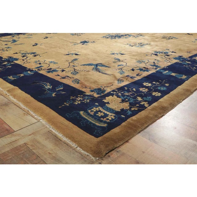 Camel Antique Chinese Peking Rug - 11'00 X 14'05 For Sale - Image 8 of 11