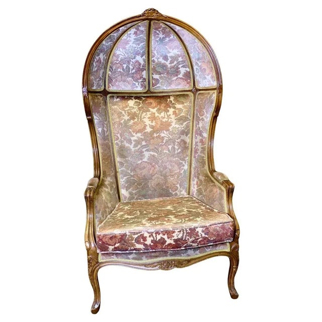 Gold Vintage Boudoir Chair in Velvet, 1920 For Sale - Image 8 of 8
