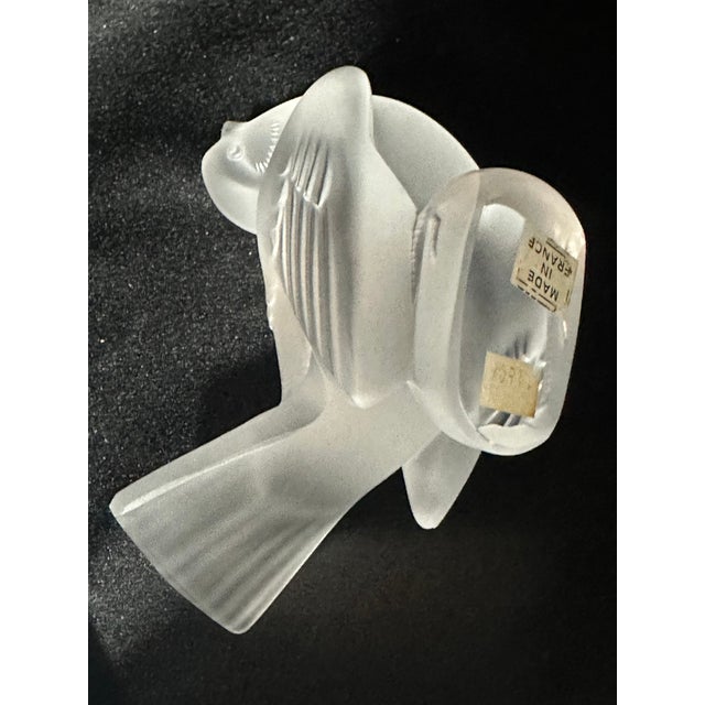 1990s Lalique Frosted Crystal Sparrows “Moineau” | Pair Signed Lalique France | 1990s For Sale - Image 5 of 14