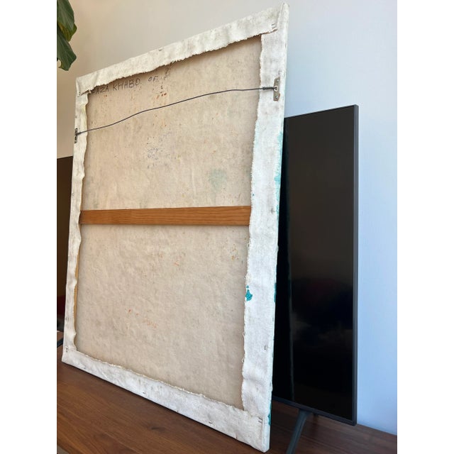 Green Girl With Blue Balloon 2005 Large Statement Piece Oil Painting by Zaza Khabuliani, Original, Signed For Sale - Image 8 of 12