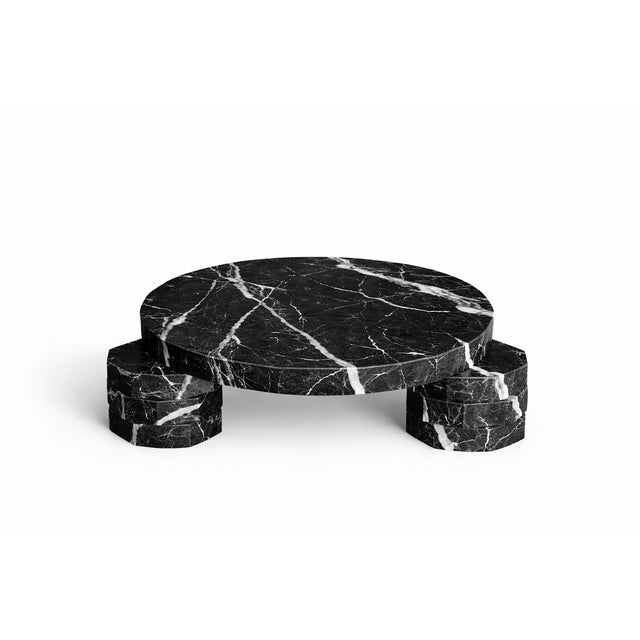 Stone Handmade Round Table with Octagonal Feet by Andrea Grasso For Sale - Image 7 of 7