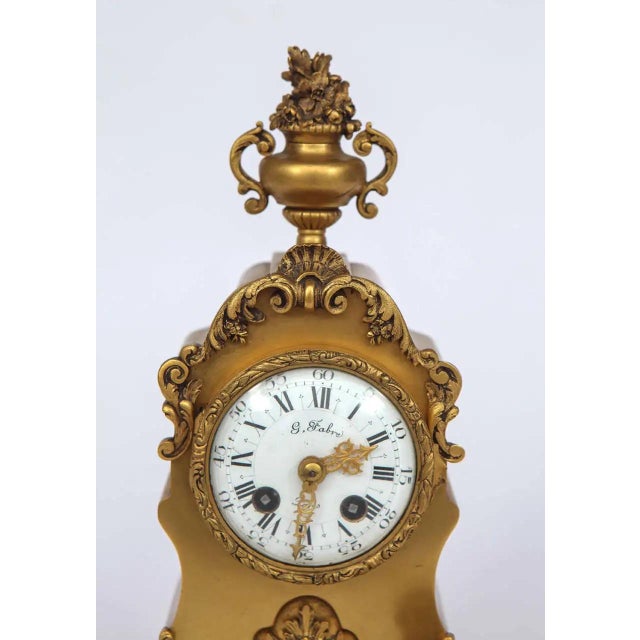 19th-Century French Bronze Doré Mantel Clock With Cherub, Signed G. Fabre, Paris For Sale In Los Angeles - Image 6 of 11