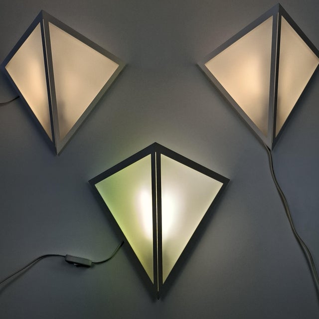 White Model 3884 Wall Lights from Glashütte Limburg, Germany, 1980s, Set of 3 For Sale - Image 8 of 16