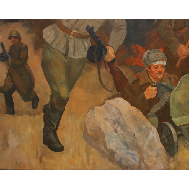 Army Oil Painting: Great Patriotic War (1990) For Sale - Image 4 of 6