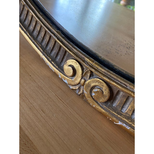 Antique Large Giltwood Oval Wall Mirror For Sale - Image 9 of 12