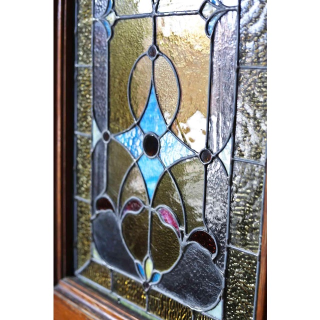 Mahogany Pocket Doors - Antique With Stained Glass - A Pair For Sale - Image 10 of 10
