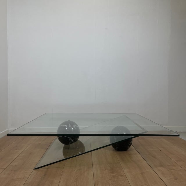 Asymmetrical Coffee Table in Glass and Marble from Roche Bobois, 1980s For Sale - Image 11 of 18