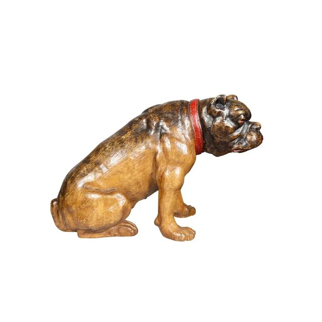 Mid 20th Century Painted and Carved Wood Bulldog For Sale - Image 5 of 11