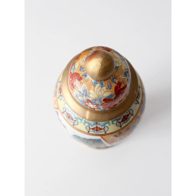 Ceramic Vintage Chinese Famille Rose Porcelain Ginger Jar With Birds & Peonies For Sale - Image 7 of 11
