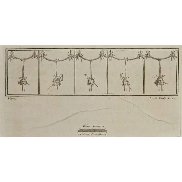 Ancient roman fresco from the series "antiquities of herculaneum", is an etching on paper realized by carlo ortij in the...