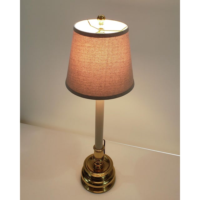 Vintage Stiffel Brass Buffet Candlestick Lamp With Linen Shade Chairish