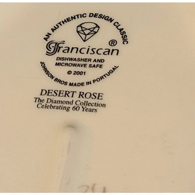 Late 20th Century Vintage Johnson Bros. Franciscan Romantic Desert Rose Diamond Anniversary Collection Platter For Sale - Image 5 of 6