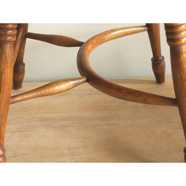 Brown Mid-Century Modern Lyre Back Windsor Elbow Armchair in Oak, 1960s For Sale - Image 8 of 13
