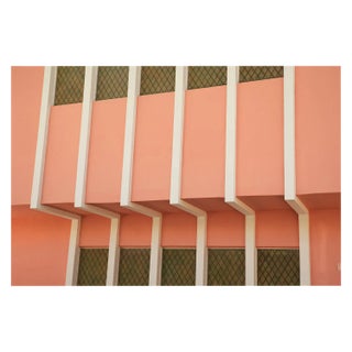 Peach-Colored Art Deco Building in Miami Large Photo Pigment Print For Sale