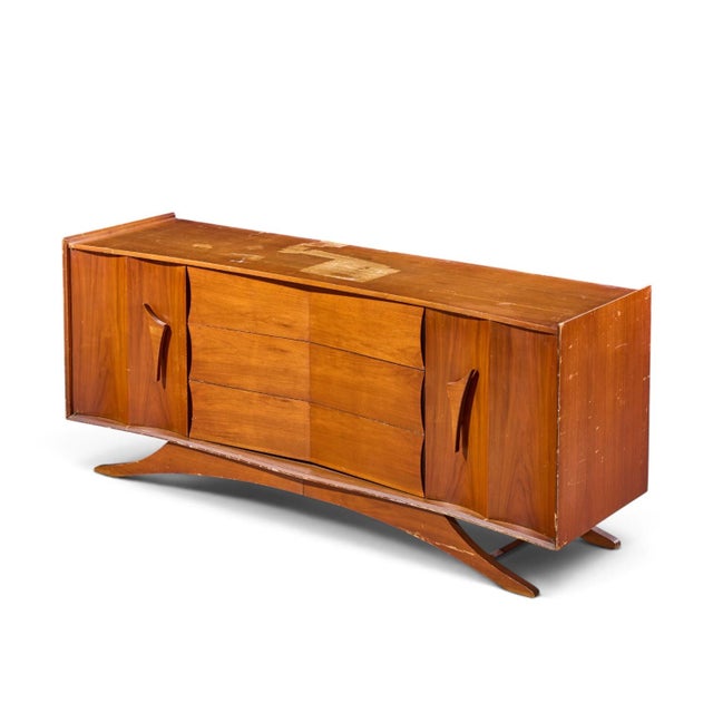 Vladimir Kagan Style Mid Century Walnut Lowboy Dresser For Sale - Image 9 of 9