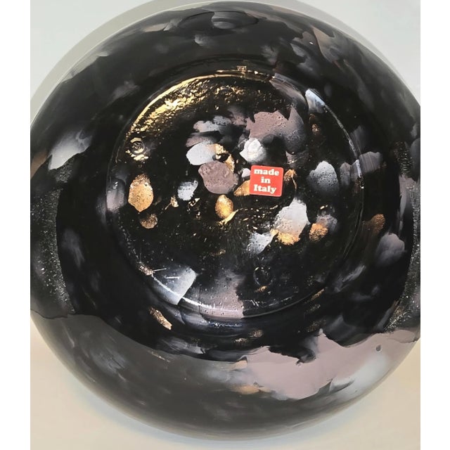 Large 1980s Maestri Vetrai Black & Silver Italian Art Glass Vase For Sale In Pittsburgh - Image 6 of 7