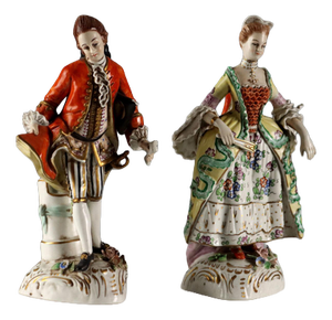 Antique 19th Century Figurines from Rudolstadt Porcelain, Germany, Set of 2