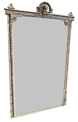 Large Antique French Painted Column Framed Mirror