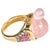Bochic “Orient” Turtle Rose Quartz, Diamond & Ruby Ring In 18K Gold & Silver, Size 7 For Sale