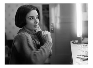 Audrey Hepburn at Her Dressing Room Mirror 1957 Photograph