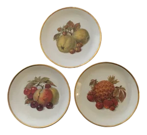 1930s Bareuther Waldsassen German Fruit Plates With Gold Trim - Set of 3