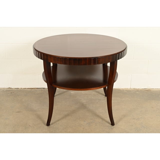Art Deco Barbara Barry for Baker Furniture Modern Regency Dark Mahogany Two-Tier Center Table For Sale - Image 3 of 17