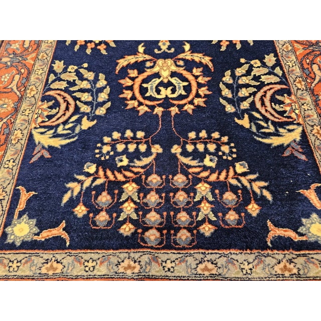Textile Vintage Persian Sarouk Area Rug, Handwoven Allover Floral Pattern, Navy & Red, 3’ X 5’ For Sale - Image 7 of 11