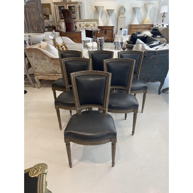 1900 - 1909 Set of 6 Antique Louis XVI Chairs For Sale - Image 5 of 12