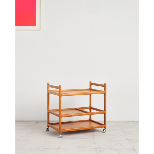 Mid-Century Modern Mid-Century Modern Teak Bar Cart by Johannes Andersen for Silkeborg, 1960s For Sale - Image 3 of 17