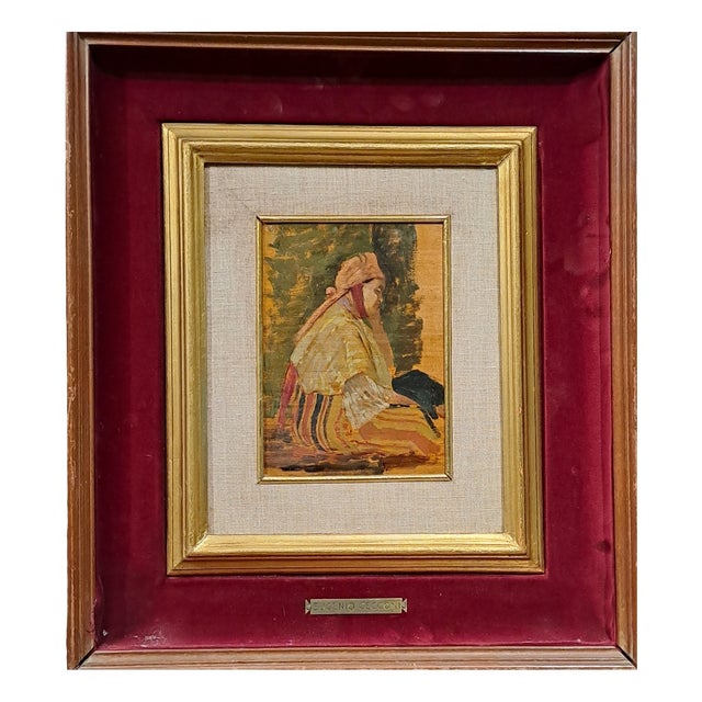 Eugenio Cecconi, Seated Figure, 1842, Oil on Panel, Framed For Sale