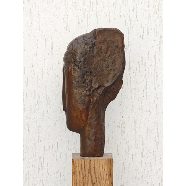 Modern Tête de Jeune Fille à la Frange Bronze Sculpture For Sale - Image 3 of 8