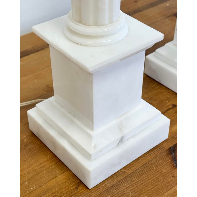 Vintage Neo-Classical Marble Column Table Lamps, a Pair For Sale - Image 9 of 13