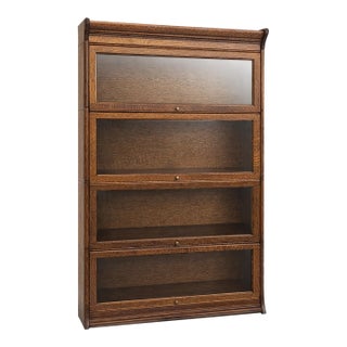 Antique Quarter Sawn Oak Barrister Bookcase 4 Stack Mission Lawyer Bookcase C1900 For Sale