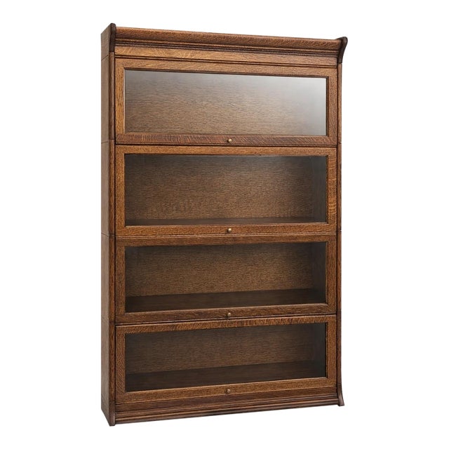Antique Quarter Sawn Oak Barrister Bookcase 4 Stack Mission Lawyer Bookcase C1900 For Sale