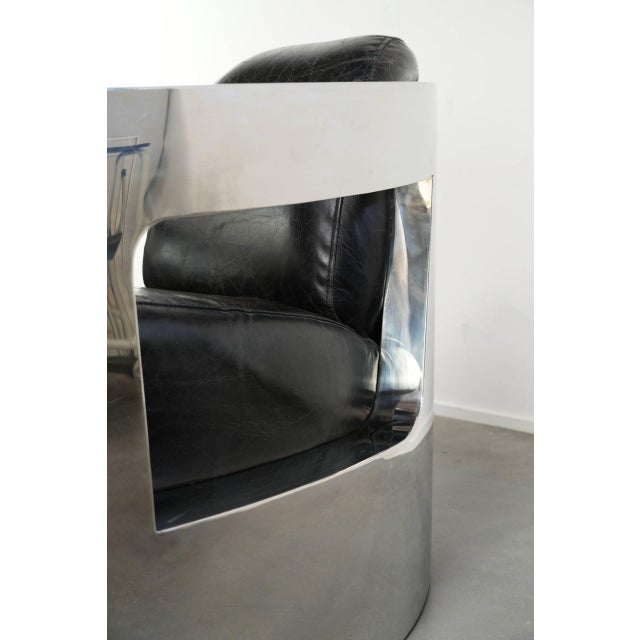 Industrial Black Cowhide Aviator Design Armchairs with Aluminium and Rivets, Set of 2 For Sale - Image 14 of 15