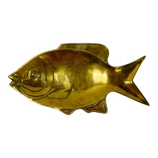 Large Vintage Brass Fish Dish For Sale