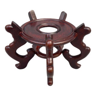 Vintage Rosewood Vase Jar Stand For Sale