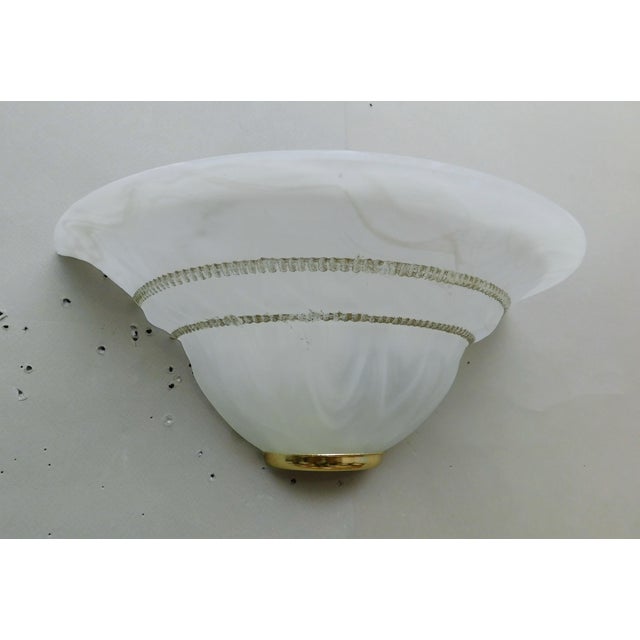 Italian 1970s Italian Milky White Uplight Sconces, a Pair For Sale - Image 3 of 9