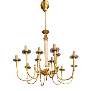 Large Brass Chandelier, 1950s For Sale