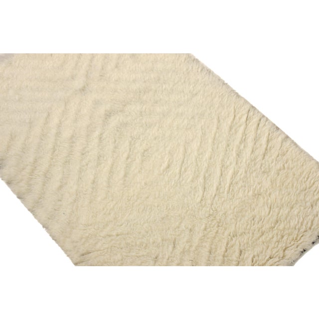 Rug & Kilim's Contemporary High Pile Rug in Beige With Geometric Design For Sale In New York - Image 6 of 7