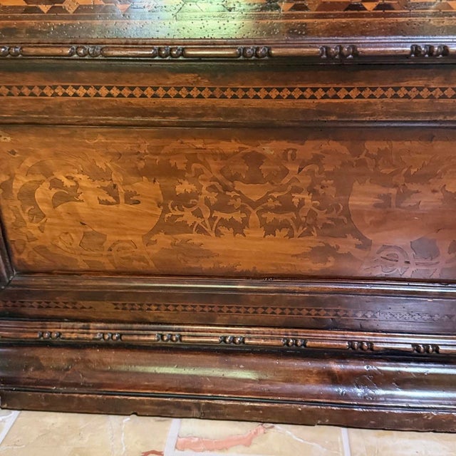 Traditional Antique Italian Renaissance Revival Walnut Wood Lettuccio Hall Bench For Sale - Image 3 of 13