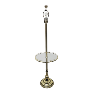 Late 20th Century Brass and Glass Tray Table Smokers Floor Lamp