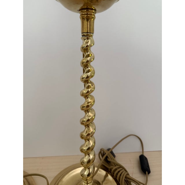 Traditional Pair of Large Vintage Solid Brass Candlestick Lamps For Sale - Image 3 of 14