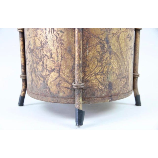 Metal 1960s Hollywood Regency Gilt Faux Bamboo Wastebasket or Trash Can For Sale - Image 7 of 9