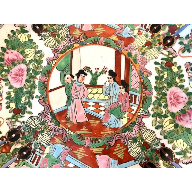 Mid 20th Century Vintage Chinese Export Famille Rose Porcelain Bowl With Court Scene & Seal Mark For Sale - Image 5 of 8