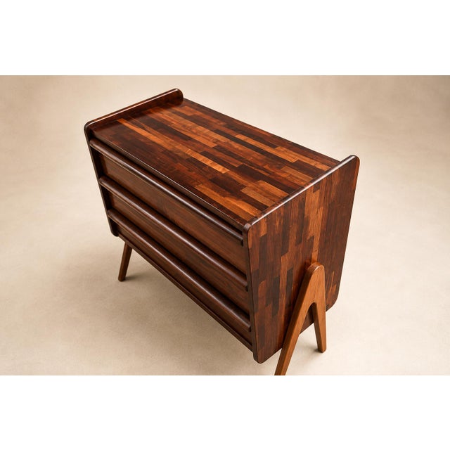 Brazilian Modern Patchwork Imbuia Chest of Drawers by Cimo, Brazil, 1950s For Sale - Image 13 of 18